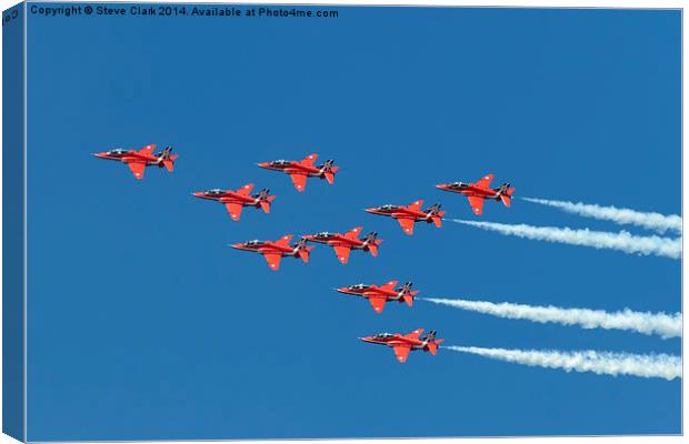  Red Arrows - Eagle Roll Canvas Print by Steve H Clark
