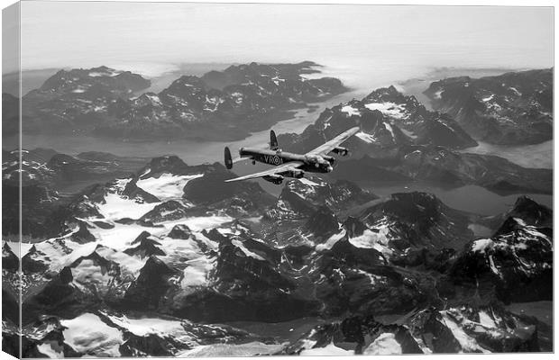 Lancaster over Greenland black and white version Canvas Print by Gary Eason