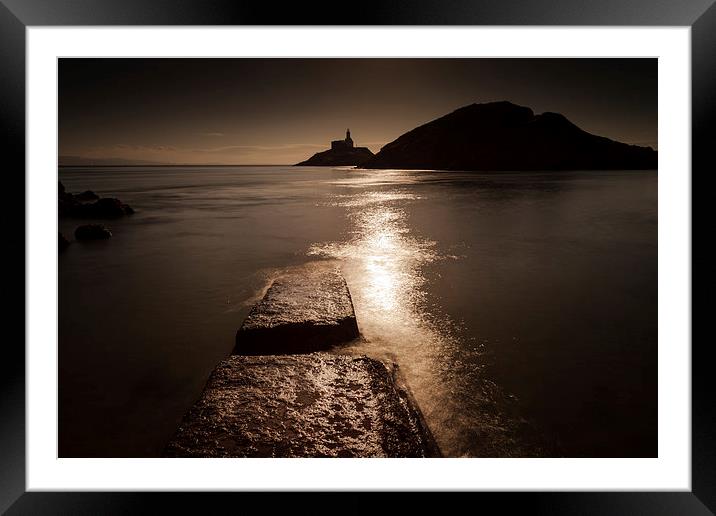  Mumbles lighthouse sunrise Framed Mounted Print by Leighton Collins