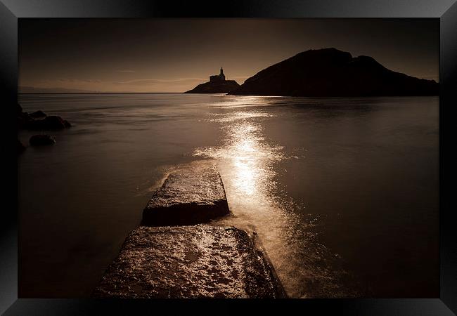  Mumbles lighthouse sunrise Framed Print by Leighton Collins