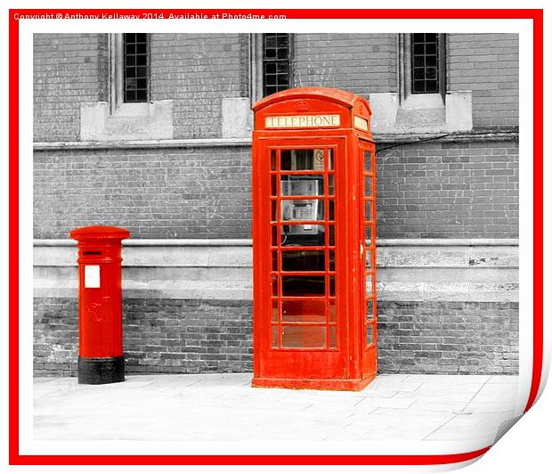  RED TELEPHONE BOX AND POST BOX Print by Anthony Kellaway