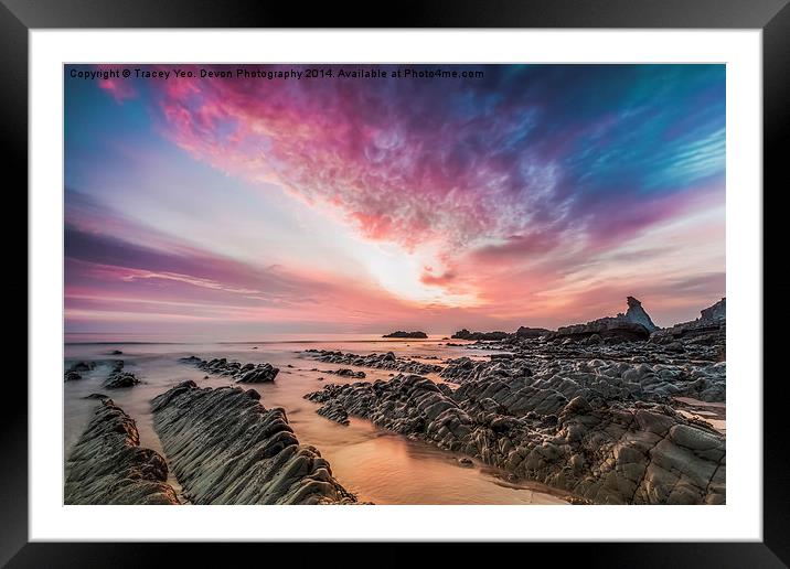  Hartland Quay Sunset Framed Mounted Print by Tracey Yeo