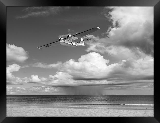 Consolidated PBY Catalina black and white version Framed Print by Gary Eason