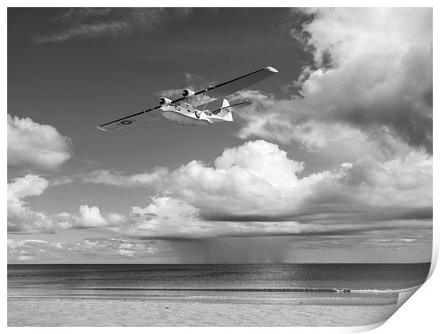 Consolidated PBY Catalina black and white version Print by Gary Eason