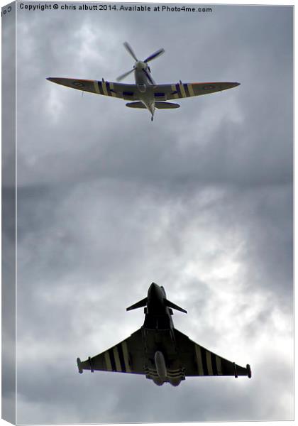  Spitfire with Typhoon Canvas Print by chris albutt