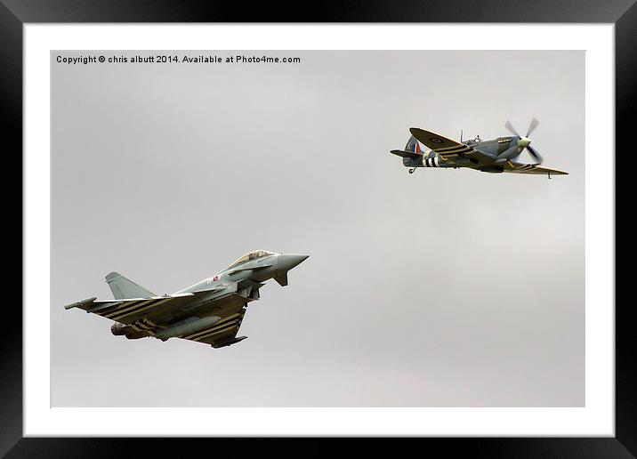   Spitfire with Typhoon Framed Mounted Print by chris albutt