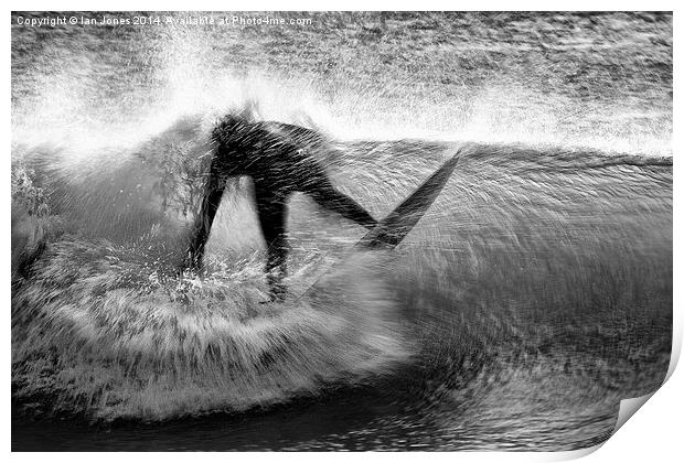  Surfing a beach break Print by Ian Jones