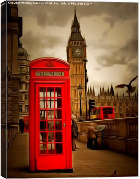  Westminster Phonebox Canvas Print by Andy Huntley