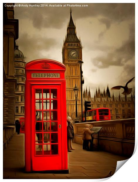  Westminster Phonebox Print by Andy Huntley