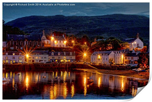  An evening in August at Portree pier. Print by Richard Smith