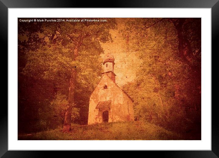 Old Textured Photo Of Bavarian Church in Alps Framed Mounted Print by Mark Purches