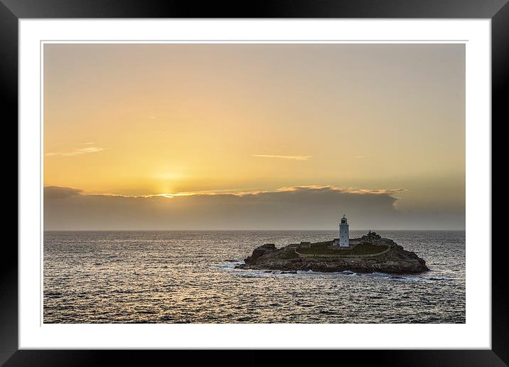  Godrevy Lighthouse Sunset Framed Mounted Print by stuart bennett