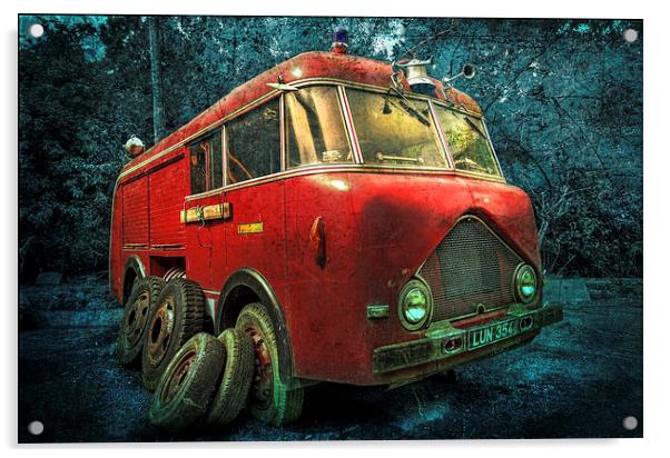  Retired Fire Engine Acrylic by Mal Bray