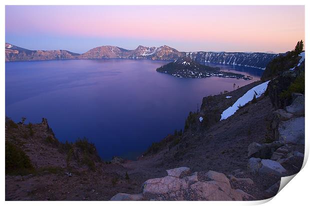 Crater Lake Sunset Print by Mike Dawson