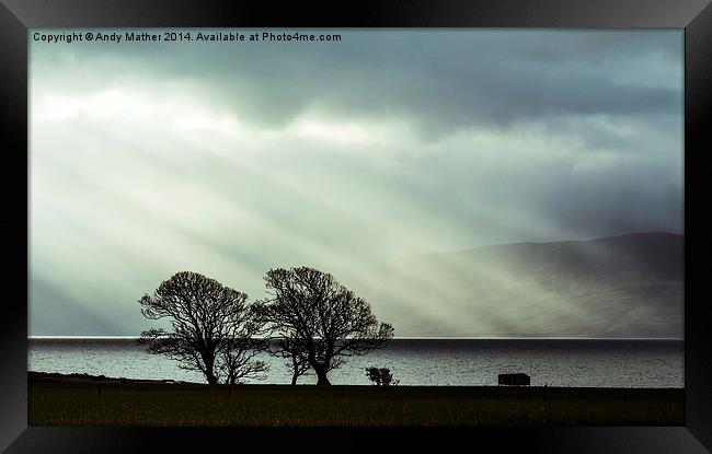   Crepuscular Rays on the Isle of Bute Framed Print by Andy Mather