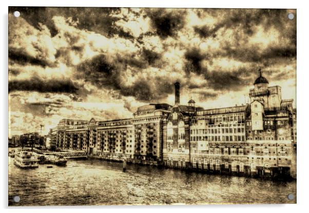 Butlers Wharf London Vintage Acrylic by David Pyatt