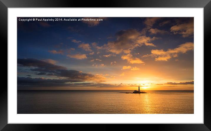  St. Mary's Lighthouse - Sunrise Framed Mounted Print by Paul Appleby
