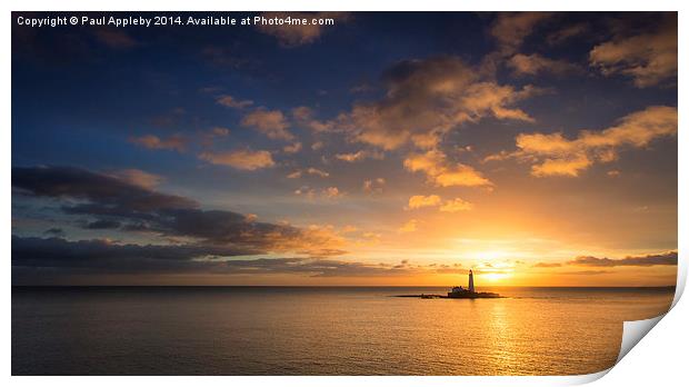  St. Mary's Lighthouse - Sunrise Print by Paul Appleby