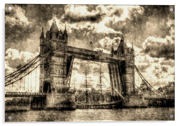  Tower Bridge Vintage Acrylic by David Pyatt