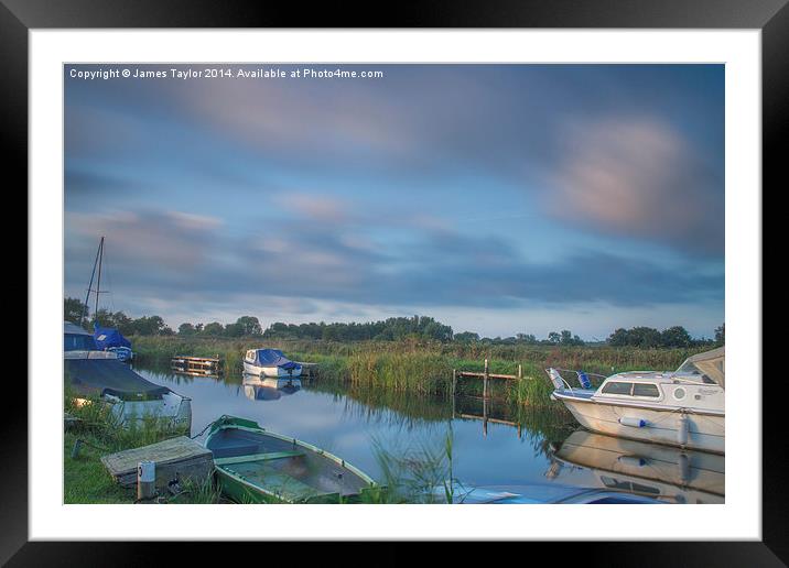  Martham Boat Yard Moving Clouds Framed Mounted Print by James Taylor