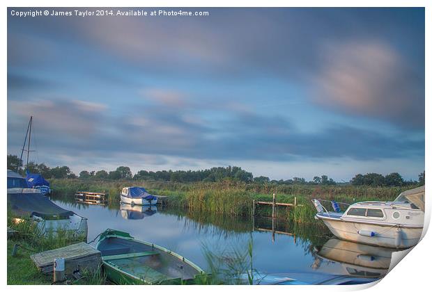  Martham Boat Yard Moving Clouds Print by James Taylor
