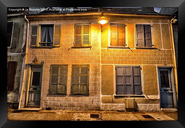 french houses at night Framed Print by Jo Beerens