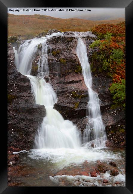 Majestic Glen Coe Waterfall Framed Print by Jane Braat