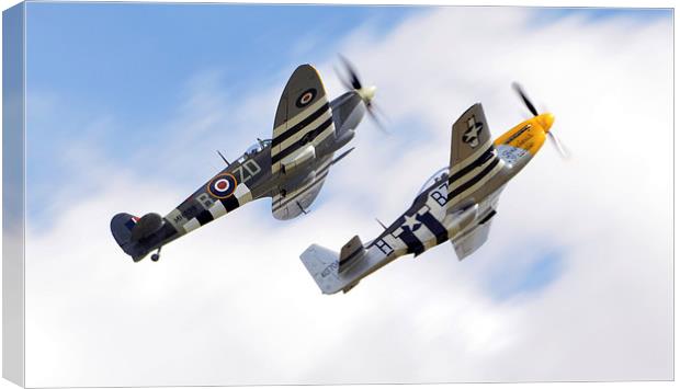  spitfire & mustang close formation  Canvas Print by Andy Stringer