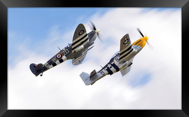  spitfire & mustang close formation  Framed Print by Andy Stringer