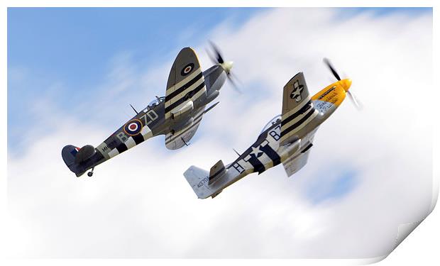  spitfire & mustang close formation  Print by Andy Stringer