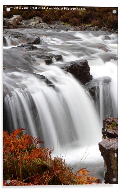  Glen Coe Waterfalls (portrait) Acrylic by Jane Braat