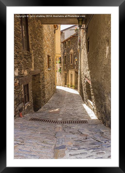  Cobbled Side Street in Ordino, Andorra Framed Mounted Print by colin chalkley