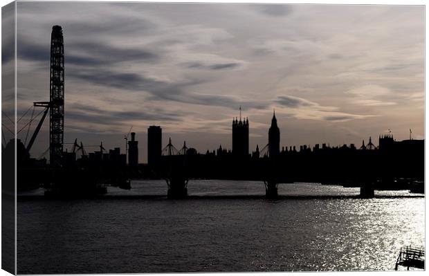  London in Silhouette Canvas Print by Simon Hackett