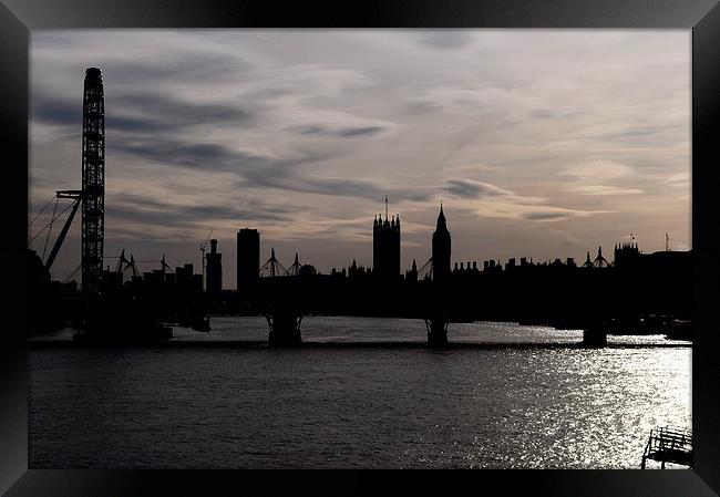  London in Silhouette Framed Print by Simon Hackett