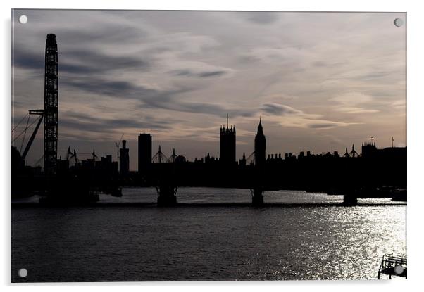  London in Silhouette Acrylic by Simon Hackett