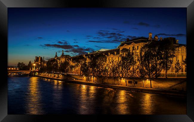 River Seine Sunset, Paris, France Framed Print by Mark Llewellyn