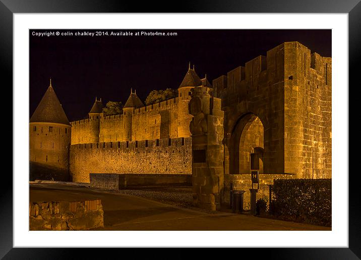 Narbonnaise Gate Carcassonne  Framed Mounted Print by colin chalkley