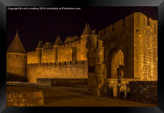 Narbonnaise Gate Carcassonne  Framed Print by colin chalkley