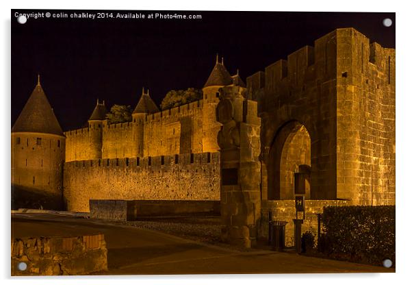 Narbonnaise Gate Carcassonne  Acrylic by colin chalkley