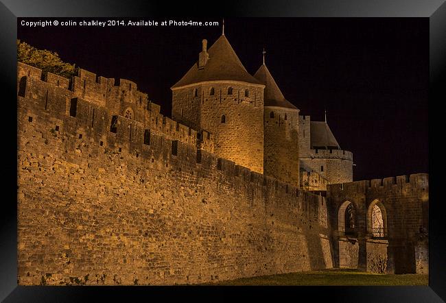  Narbonnaise Gate Carcassonne Ramparts Framed Print by colin chalkley