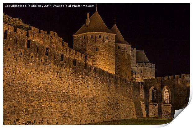  Narbonnaise Gate Carcassonne Ramparts Print by colin chalkley