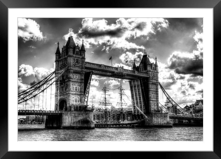 Tower Bridge and passing ship Framed Mounted Print by David Pyatt