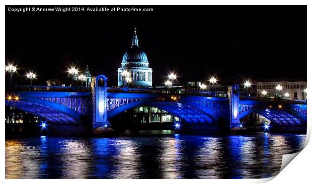  St Paul's Cathedral and Southwark Bridge, London Print by Andrew Wright