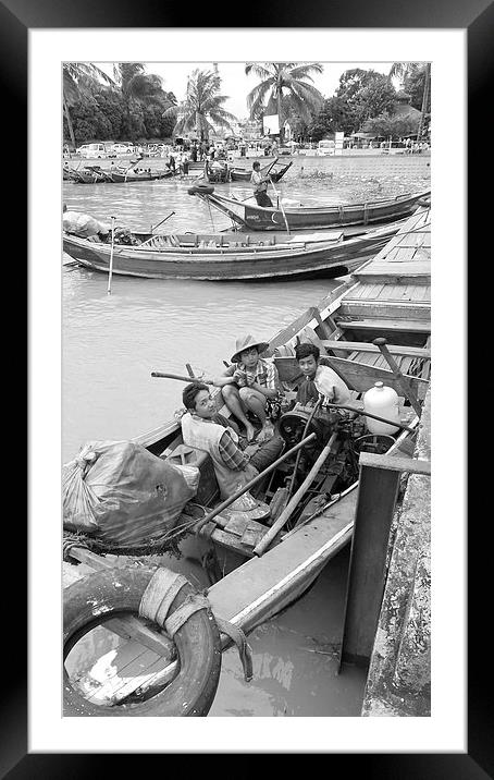  Waiting on the Yangon River Framed Mounted Print by Mark McDermott