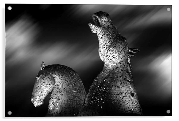 The Majestic Steel Horses Acrylic by Les McLuckie