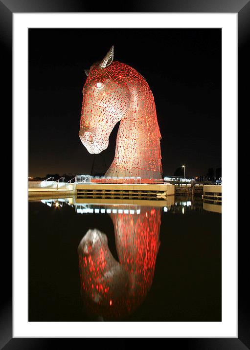 Glowing Red Kelpies A Majestic Sight Framed Mounted Print by Les McLuckie