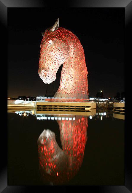 Glowing Red Kelpies A Majestic Sight Framed Print by Les McLuckie