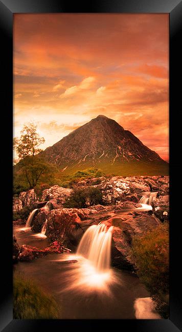 Majestic River Flowing Through Glen Coe Framed Print by Les McLuckie