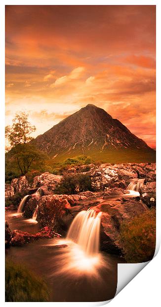 Majestic River Flowing Through Glen Coe Print by Les McLuckie