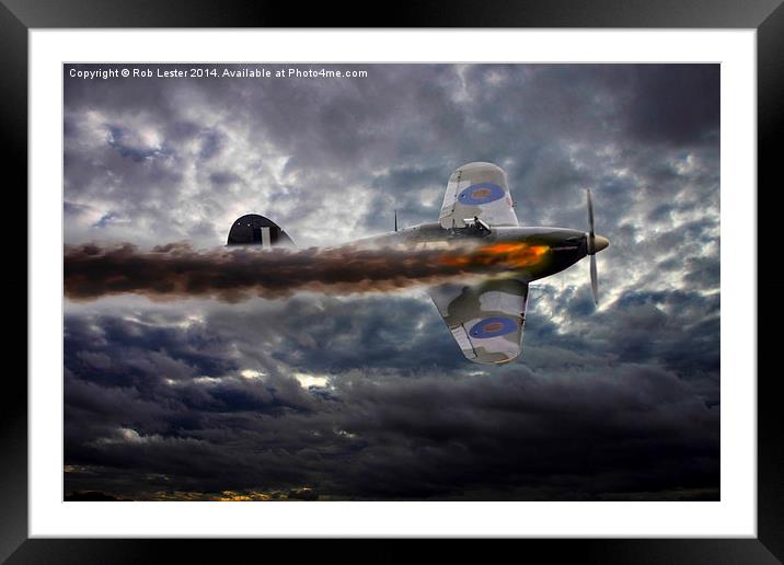  A hero`s last Flight.. Hurricane Framed Mounted Print by Rob Lester